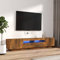Keyroto Mueble de TV LED 200 cm de madera baja para TV para salón, roble ahumado, 200 x 35 x 40 cm