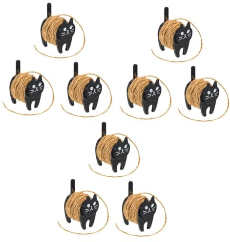 HOODANCOS 3 Sätze Katzenrolle Multifunktionaler Fadenhalter Cartoon-kabelhalter Kreativer Seilhalter Kabeltrommel Für Katzen Schreibtisch-drahthalter Garnspulen Aus Zahnseide Hölzern
