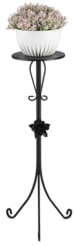 HowHomely Rund Pflanzenständer Metall 95 cm Hoch | Handgefertigter Blumenhocker Metall mit Dekorativen Elementen | Blumenständer für den Wohnzimmer und Schlafzimmer
