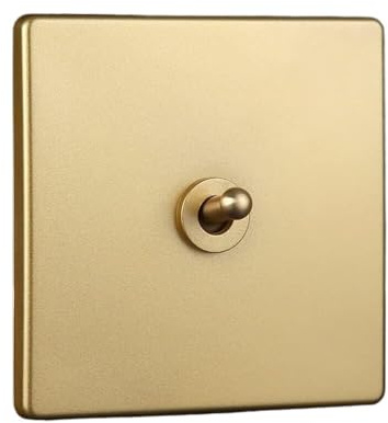 PBDEIOEOE Interruptor de luz de Palanca, Interruptor de Palanca Tipo 86 Antiguo, Interruptor de Pared de Cobre Macizo de 10 A, Hecho a Mano, con luz de Palanca de Control Dual Abierta(1 Gang)