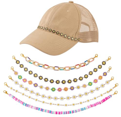 AHANDMAKER 6 Stück Trucket Hutketten 6 Stile Blumen Hut Schnabel Dekoration Trucket Hut Anhänger Mit Karabinerverschlüssen Für Hut Schnabel Dekoration Armbänder Schmuckherstellung