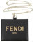 FENDI Namensschild-Kartenhalter aus schwarzem Leder, Schwarz, Brieftasche