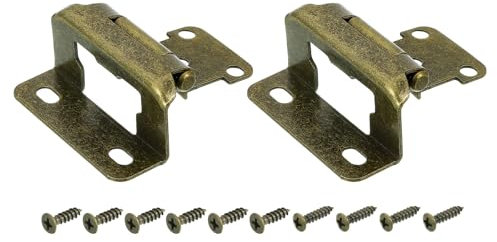 sourcing map 1/2 Overlay Cabinet Kitchen Hinges, 2 Set Semi-Concealed Hinges Face Mount Cabinet Hardware Self-Closing Cabinet Hinges with Screws, Bronze