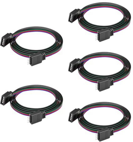 BTF-LIGHTING 4PIN 22AWG JST SM LED Stecker 5pcs/Pack männliche Buchse mit 0.5m Kabel für PWM SMD FCOB RGB LED Streifen ohne Löten Controller Draht