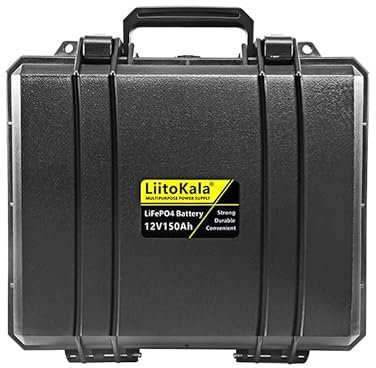 LiitoKala 12V 150Ah LiFePO4 Lithium Iron Phosphate Battery Pack Built-in 12.8V 100A BMS for Electric boat motor Solar inverter (FBK-12V150Ah+charger)