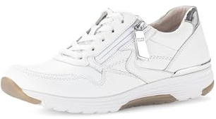Gabor Damen Low-Top Sneaker, Frauen Halbschuhe,schnürschuhe,schnürer,straßenschuhe,Strassenschuhe,Sportschuhe,Weiss/Argento,40.5 EU / 7 UK