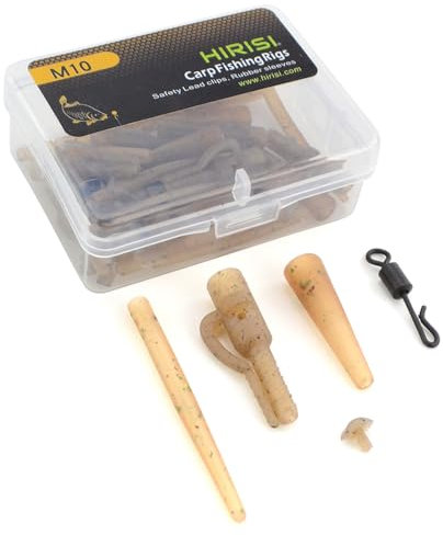 Hirisi Tackle Safety Lead Clips Angelzubehör Karpfen bestehend aus Sicherheits Clips, Swivel Sleeves, Anti Tangle, Schnell Wechselwirbel für Angel Blei insgesamt (SET-M10)