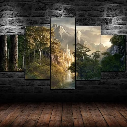 DTASSVEW Leinwanddrucke Kreatives Geschenk 5 Stück Leinwand Bilder Moderne Wandbilder Xxl Wohnzimmer Wohnkultur Gerahmte - The Lord Of The Rings Series Poster-A009 - Drei Größen