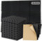 Mousse Acoustique Autocollante, 24 PCS Panneau Acoustique Mural, Isolation Phonique Mur, Tapis Anti Bruit, Plaque Insonorisation pour Studio, Bureau, Chambre, Salon(30x30x2.5cm, Noir)