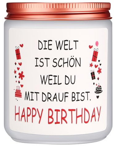 Geburtstagsgeschenk für Frauen, Freesia Duftkerze Geschenke für Frauen, Happy Birthday Geschenk für Freundin, Geschenkideen für Schwester, Kollegen, Mama, Papa, Oma, Opa, Männer, Freunde