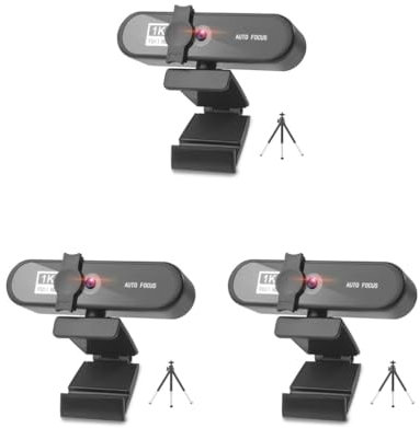 Mealoodiousmusea 3 set Computer Webcam Auto-focusing HD USB Online Adjustable PC Camera with Microphone Wired Replacement External Web Cam Camcorder Black 1K