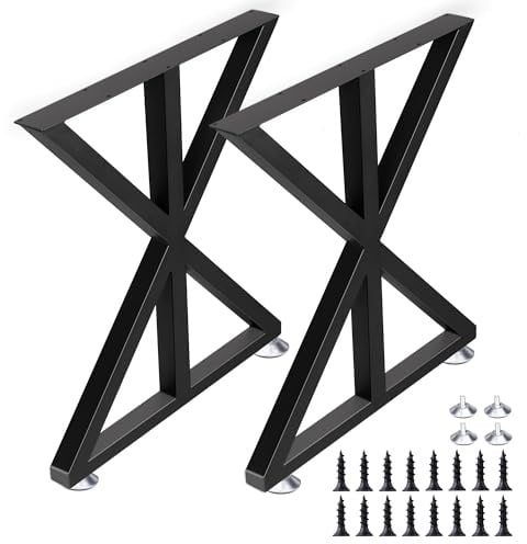 SERdeerCH Stabile X-Bein-Gestelle aus Metall Höhe 70 cm,Tisch-Gestell industrielles Design in Schwarz. für Werkbänke,Esstische oder Couchtische. Wetterfest, im 2er-Set.Abriebfest Robust DIY