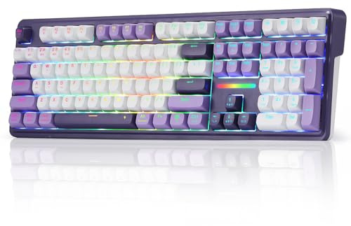 Redragon K745 PRO Wireless Gasket RGB Gaming Keyboard, 108 Keys Mechanical Keyboard w/Extra 4 Hotkeys, Hot-Swap Socket, 5-Layer Noise Dampening, See-Through Round PBT Keycaps, Mint Mambo Switch