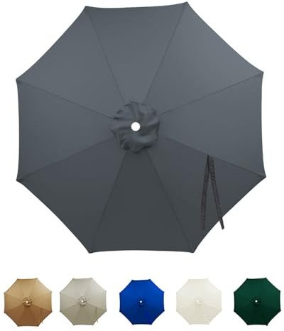 NIKSHI Generisch 3,5m/4,0m Sonnenschirm Ersatzbezug 8 Streben, Sonnenschirm Stoff UV Schutz 50 Windfest Strand Terrasse Garten Sonnenschirm Ersatzteile, Grey-3.5m