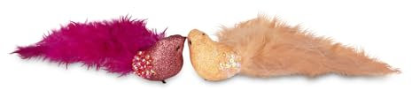 Riffelmacher Vogel Baumschmuck mit Feder | 13,5x4 cm | Zum Klemmen | 2 Farben Pink Rosa Sortiert | Christbaumschmuck elegant | 13232