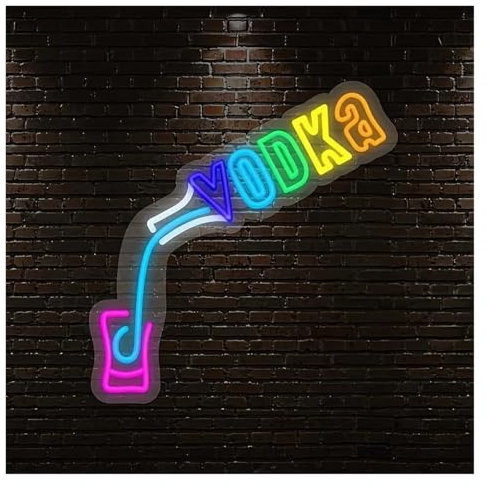 HUANTY Neon Sign Party Decoration Vodka Bottle Neon Sign USB For Bar Living Room Restaurant Club Celebration Unique Decor Birthday Holiday 22cmх42cm