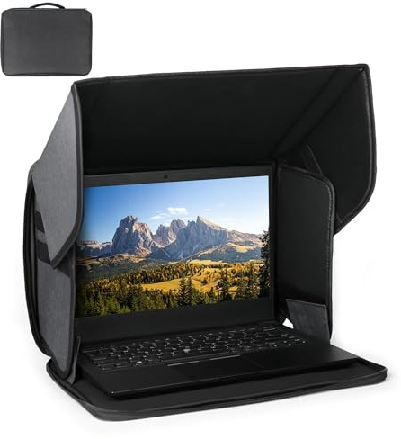 Funria Laptop Sonnenschutz Klappbare Laptops Sonnenblendung Schild Laptop Sonnenschutz Tasche für Arbeit draußen Datenschutz Leicht Computer Tasche für 12-16'' Universal MacBook Computer