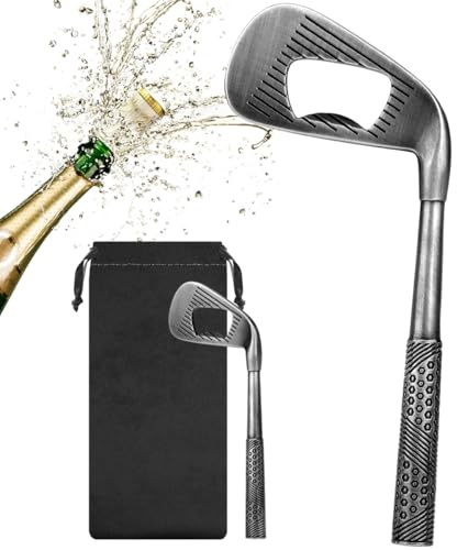 Apribottiglie per Mazze Da Golf, Apribottiglie con Sacchetto Regalo, Cavatappi Portatile, Regalo per Compleanno, Festa del Papà, Natale, per Uomini, Donne, Amico, Amanti della Birra, Argento Scuro