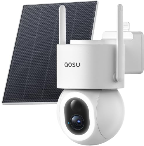 aosu D1 Max 4K 8MP Solar Security Cameras Wireless Outdoor with 360°PTZ PIR | Auto Tracking, Colour Night Vision, AI Human+Vehicle+Pet,Audio Visual Alarm, Two Way Audio, IP65 Water Resistance