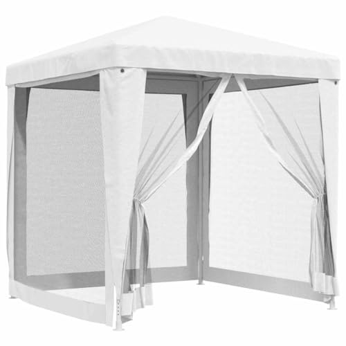 Kaorsrow Tenda per feste, 2 x 2 m, colore bianco, con zanzariera, gazebo da giardino, per esterni, stabile e resistente ai raggi UV, per giardino, terrazza, balcone e campeggio