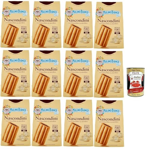 Italian Gourmet Bundle Nascondini Schoko Kekse 12x 330g + Italian Gourmet Polpa – Italienische Frühstückskekse mit Schokoladenfüllung, Kakao Gebäck, Kaffeegebäck, Milch Kekse, Vorratspackung,4kg