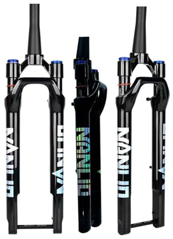 NIKANXIA Suspension Fork for Road & Gravel Bike 700C, 60 mm Travel, 1-1/2 Tapered Tube, 12x100mm Thru Axle, Disc Brake, Manual Lockout, All-Terrain Front Fork(B)