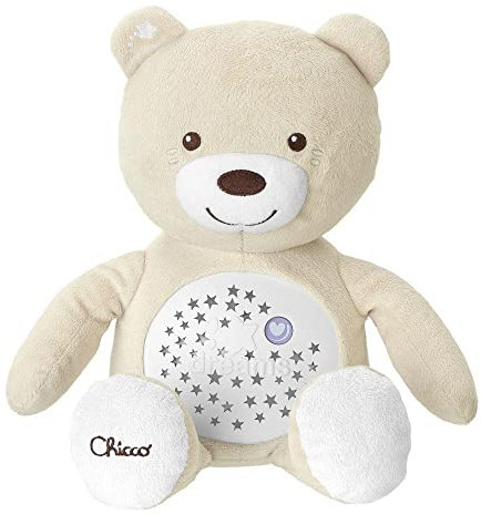 Chicco First Dreams Ours en peluche Baby Bear, peluche douce avec projecteur et veilleuse pour enfants, effets lumineux et mélodies relaxantes, Jouets pour bébés 0 mois +