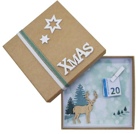 ZauberDeko Geldgeschenk Verpackung Weihnachten Xmas Stern Hirsch Natur Gutschein