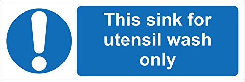 This sink for utensil wash only kitchen catering safety sign - Self adhesive sticker 200mm x 66mm