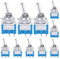 Taiss 10 pezzi Mini Interruttore a levetta ON/Off 2 Posizioni 2 Pin SPST Metallo Interruttore a Bilanciere a levetta 6A 125V AC Blu per Automobile,casa MTS-101
