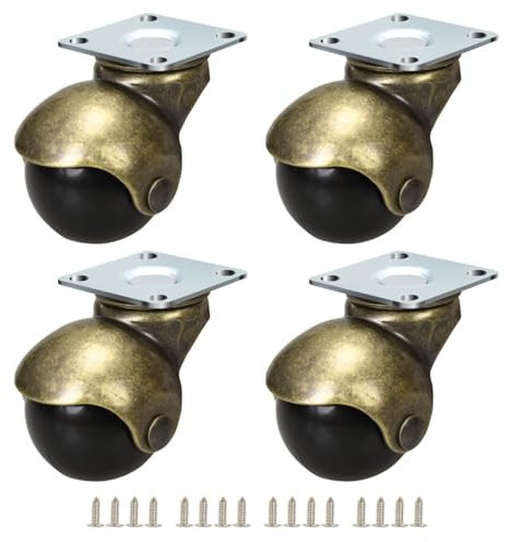 Möbelrollen, Kugelrollen, 1,5 Zoll Lenkrollen für Möbel, Vintage Kugelrollen für Möbelrollen Antik Messing, Ottomane Räder Drehplatte Rollen 4 Stück