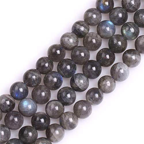 GEM-Inside Natural 8mm Rainbow Blue Labradorite Round Gemstone Semi Precious Loose Beads for Jewellery Making 15''