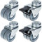 Rueda doble de 50 mm con rueda giratoria y freno de goma gris 280 kg de capacidad, juego de 4