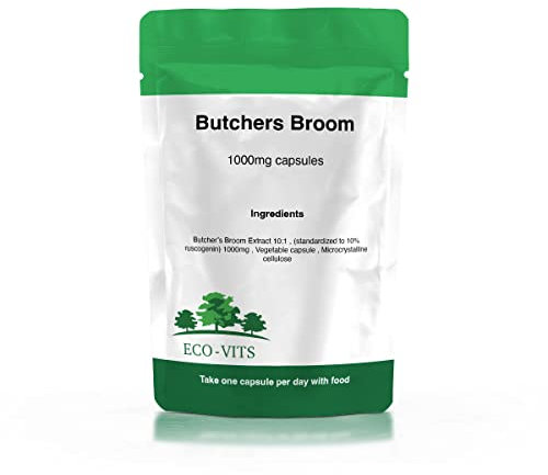 ECO-VITS Butchers Broom (1000mg) 240 CAPS. Recyclable Packaging. Sealed Pouch
