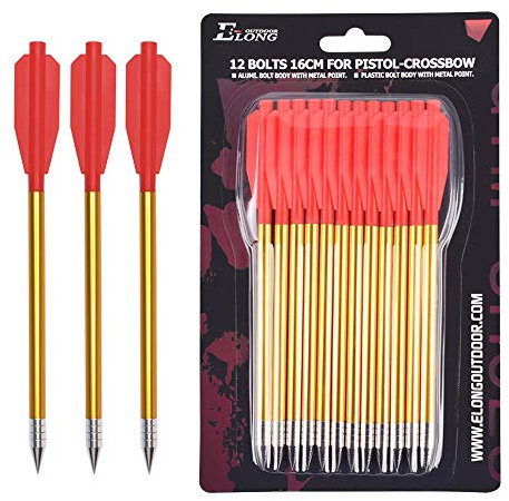 ELONG OUTDOOR 6.3 Pulgadas Flechas de Ballesta de Aluminio con Puntas de Flecha de Caza, Pernos de Ballesta para Mini Pistola Ballesta precisión de Destino Flechas-Pesca Caza Práctica Tiro con Arco