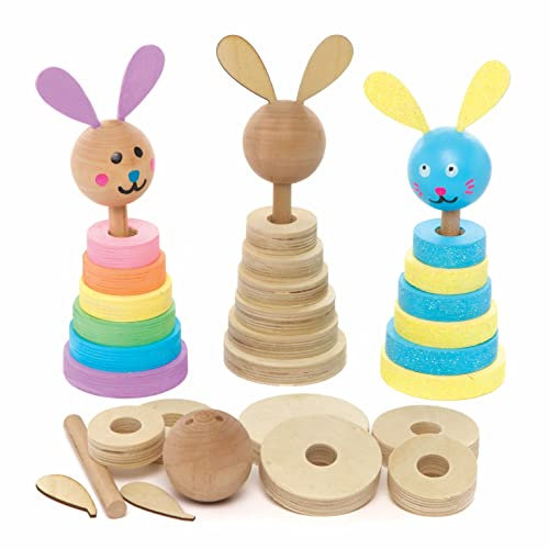 Baker Ross Osterhasen-Holz-Stapelsets – 2 Stück, Osterbasteln, Bastelspaß für Kinder (AX760)