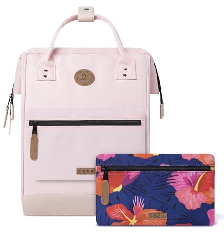 CABAIA - Sac à Dos Adventurer Hanoï - Medium 18L - Déperlant - Compartiment Ordinateur Portable 13-2 Poches - Certifié Vegan - Sac Voyage, Affaires, École pour Homme et Femme - Rose