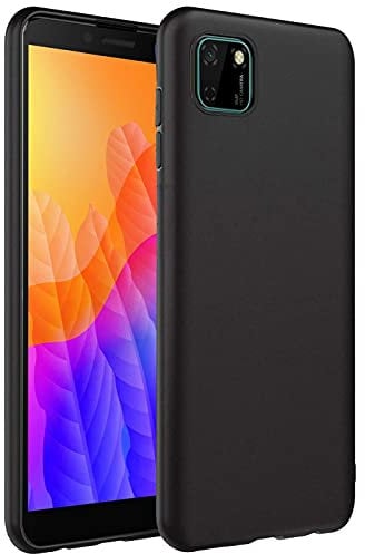 Verco Kompatibel mit Huawei Y5p Hülle, Matte Rückschale Schutzhülle für Y5p Case Silikon Handyhülle - Schwarz