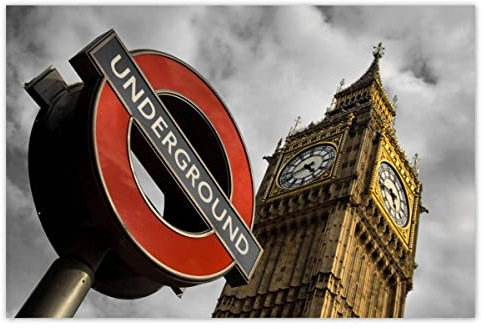 H1138 Wandtattoo, Motiv: Big Ben, 60 x 40 cm