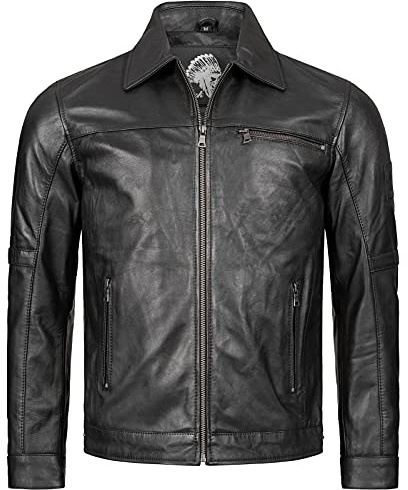 Rock Creek Herren Lederjacke Biker Jacke Echtleder Motorradjacke Leder Jacken Herrenjacke Schwarz Winterjacke Übergangsjacke H-289 Schwarz L