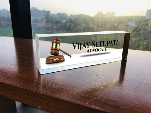 OOCLAS Placas de nombre de escritorio Advocate, placas de nombre para abogados, placas de nombre de abogados, abogados, placas de nombre de acrílico en tamaño 20,3 x 5,5 x 3,5 cm