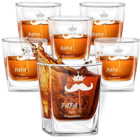 Maverton Ensemble de 6 Verres à whisky pour lui - Cadeau d’anniversaire - Verres classique pour connaisseurs de whisky - Cadeau personnalisé pour homme - Papa