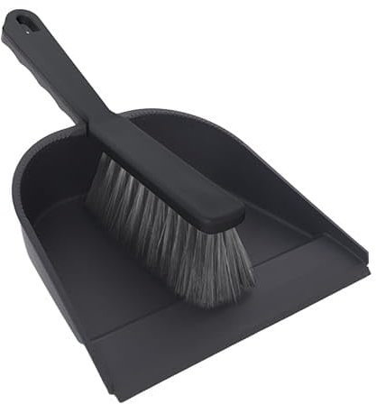 YORK Juego de Escoba y Pala con Goma – Juego de recogedor y Cepillo de Mano Fabricado en regranulado – Juego de recogedor ecológico (Negro)