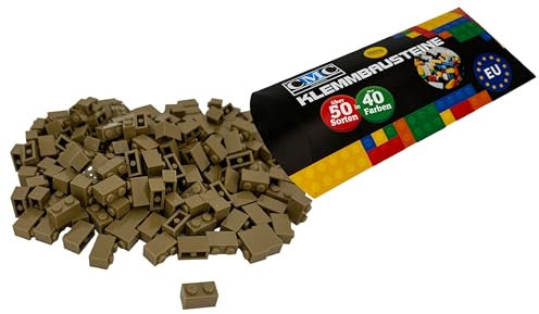 CMC imports 50 Klemmbausteine Bausteine 1x2 Noppen Kompatibel freie Auswahl 34 Farben (268 - Dunkel - Beige)