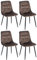 CLP Juego de 4 sillas de Comedor Antibes I Sillas de Cocina tapizadas con Fundas de Terciopelo I con Protectores de Suelo, Color:marrón