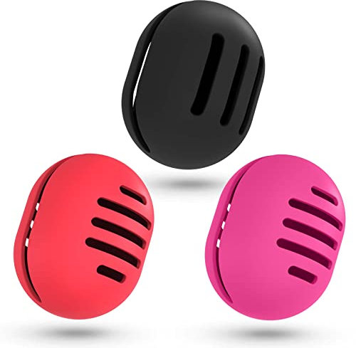 Fauxomor Lot de 3 Respirant Porte-éponge de Maquillage pour les Voyages,Support Eponge Maquillage en Silicone Incassable,étui Portable pour tous Les Types Beauty Blender,Noir+Rouge+Rose Red