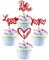 24 Stück Valentine's Day Cupcake Toppers Glitter Be Mine XOXO Love You Muffin Dekoration Valentinstag Thema Hochzeit Brautdusche Geburtstag Party Kuchen Dekorationen Zubehör Rot