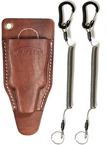 RXLUY Fishing Pliers Holster with Retractable Lanyard, Universal Fit for Most Sea Fishing & Wild River Lure Tongs Leather Accessories