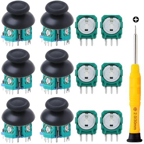 ZHUROUPU 3D Joystick Module 6 Pcs Analog Sticks Replacement Kit, 10K Trimmer Potentiometer and Thumbstick for Dualshock 4 for PS4 Controller