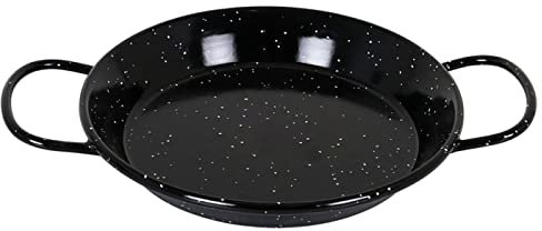 Tradineur - Paellera Valenciana esmaltada - Fabricado en España - Apta para Gas, vitrocerámica, Cocina eléctrica y lavavajillas (Negro, Ø 22 cm)
